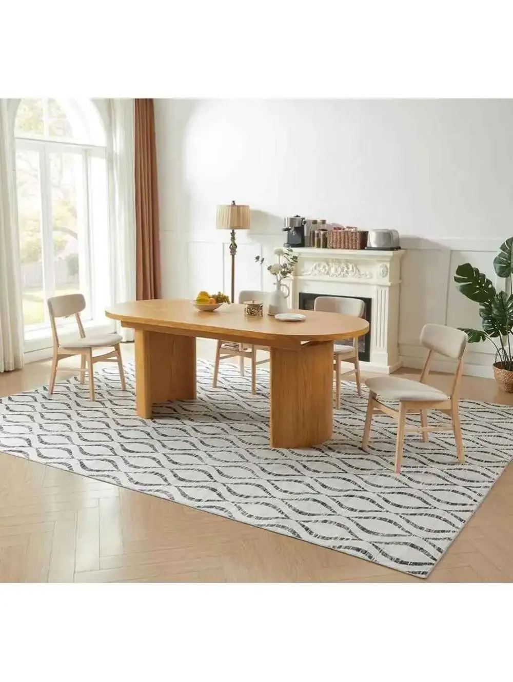 8x10 Area Rugs for Bedroom: Washable Non-Slip Soft Geometric Boho Low Pile thin